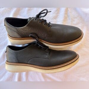 Ecco Black Leather Oxfords Size 42 Euro/11 to 11.5 lace up good used condition